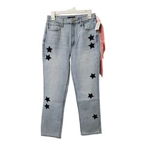 Juicy Couture Light Wash Stars Striaght Jean Size 28 New